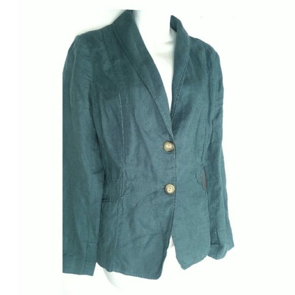 J.Jill blue teal 100% Linen jacket blazer Small - Picture 1 of 16